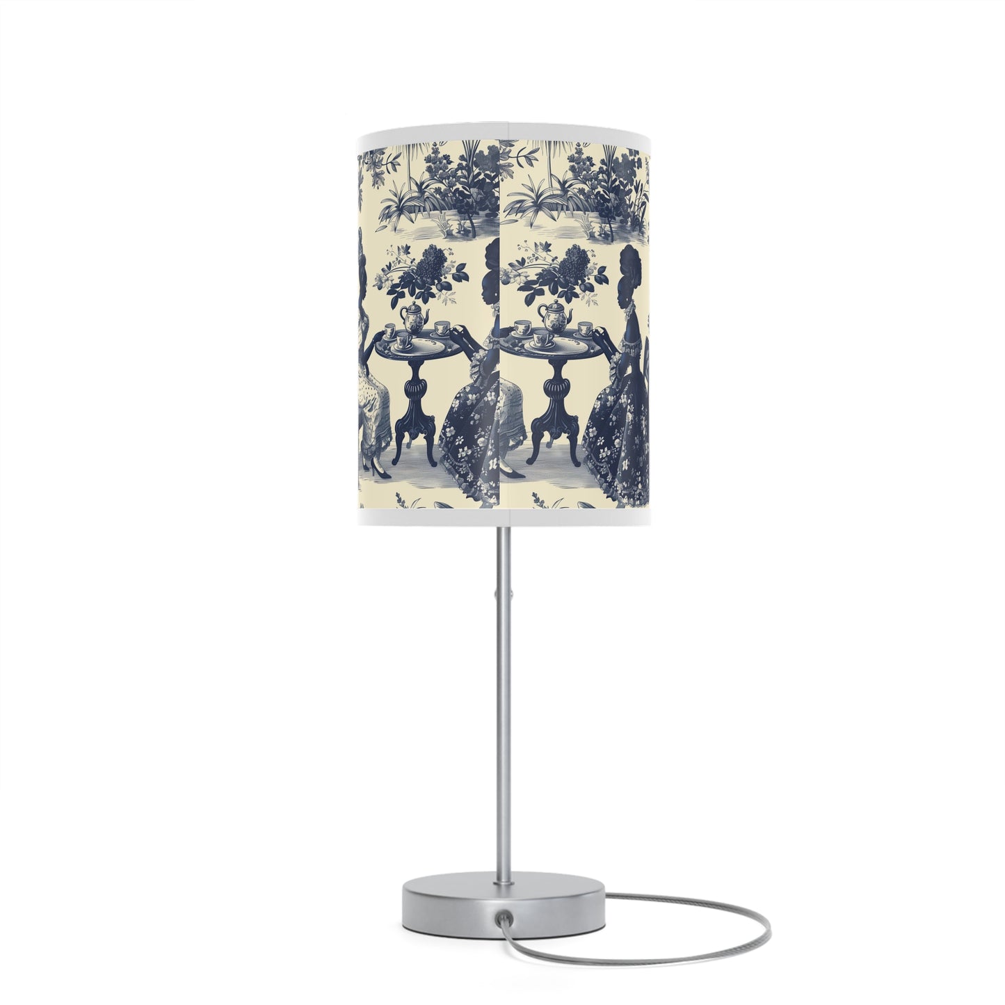 High Tea in the Garden Toile de Jouy Lamp on a Stand, US|CA plug