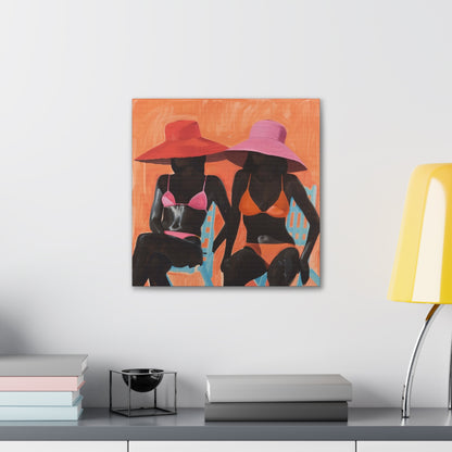 Poolside | Women Art | Black Woman Art | African American Art | Black Culture Art | Canvas Gallery Wraps