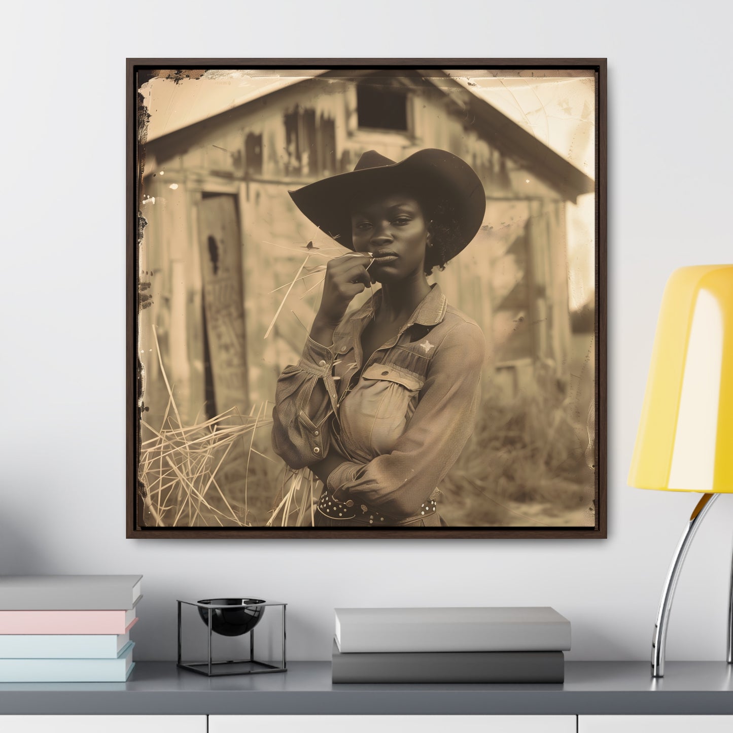 Black Cowgirl III, Gallery Canvas Wraps, Square Frame