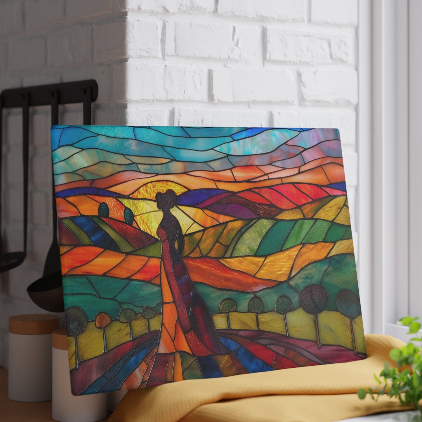 Vineyard Art Glass Cutting Board, Woman Art, Wine lover art, Napa Valley Art, Glass Art, Napa Valley Souvenir