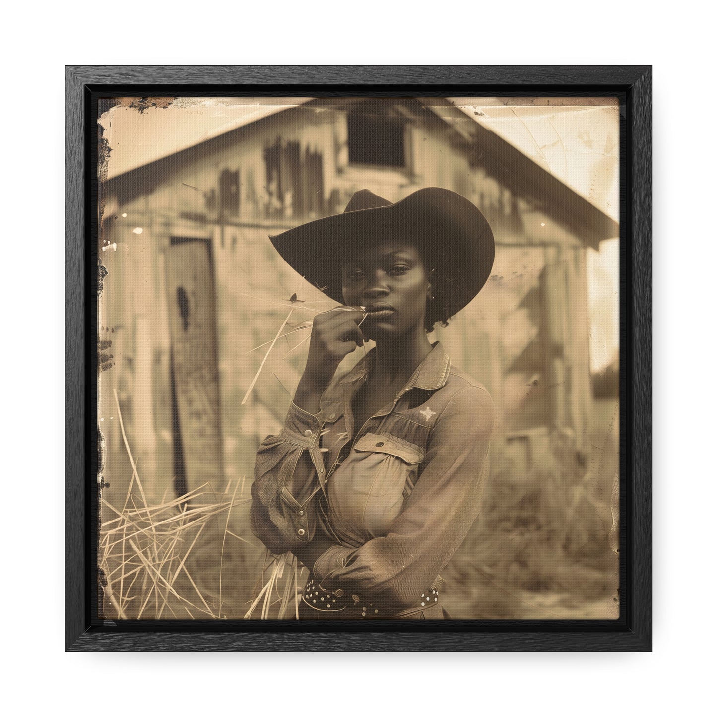 Black Cowgirl III, Gallery Canvas Wraps, Square Frame