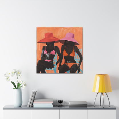 Poolside | Women Art | Black Woman Art | African American Art | Black Culture Art | Canvas Gallery Wraps