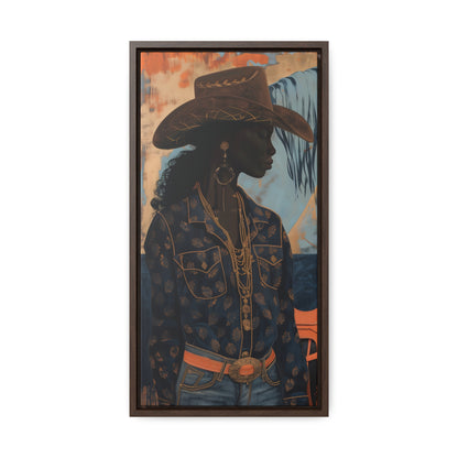 Cowgirl in Blue, Gallery Canvas Wraps, Vertical Frame