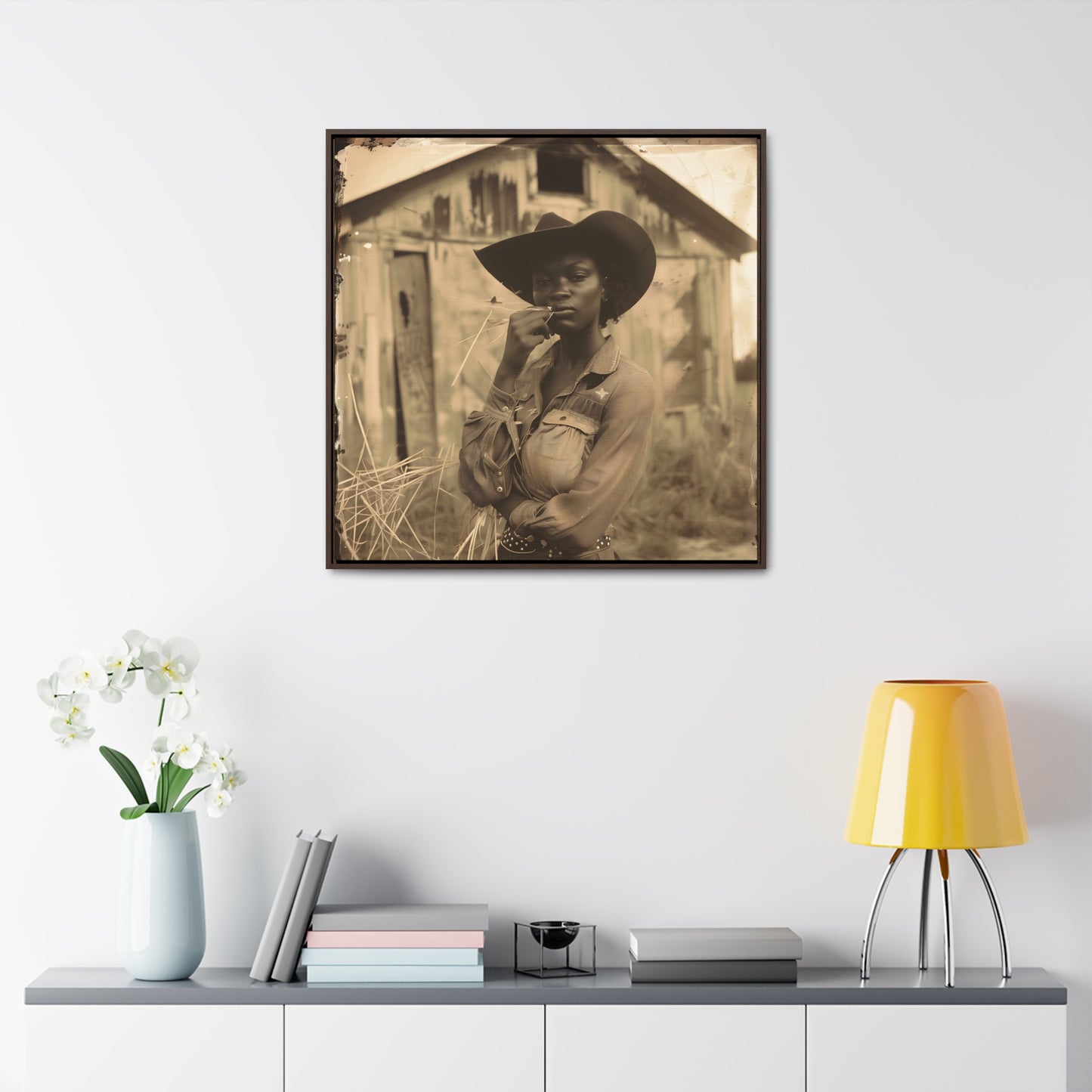 Black Cowgirl III, Gallery Canvas Wraps, Square Frame