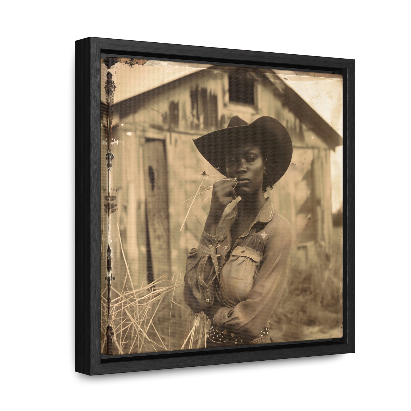 Black Cowgirl III, Gallery Canvas Wraps, Square Frame