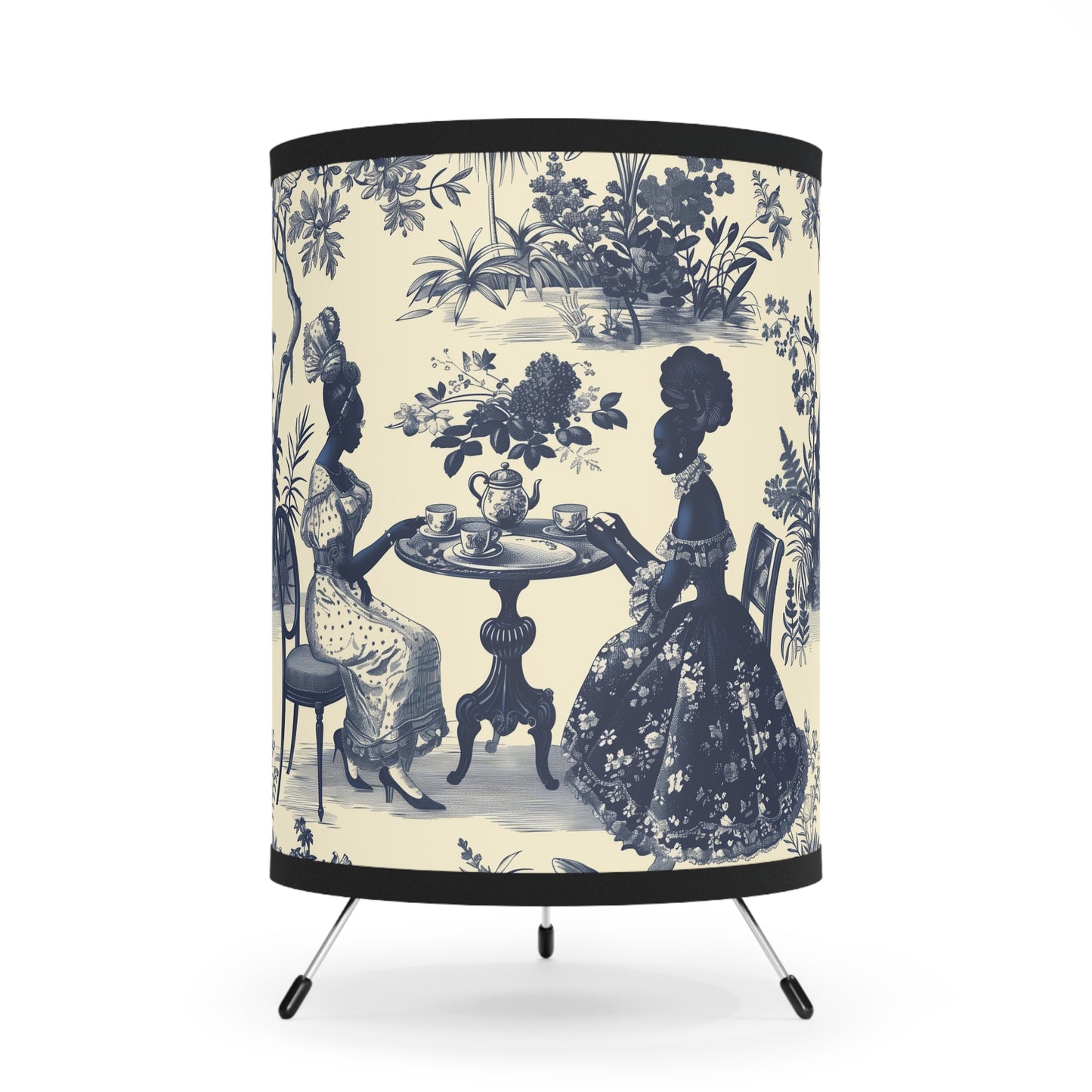 High Tea in the Garden Toile de Jouy | Tripod Lamp with High-Res Printed Shade, US\CA plug