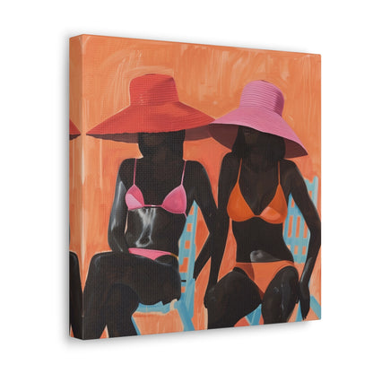 Poolside | Women Art | Black Woman Art | African American Art | Black Culture Art | Canvas Gallery Wraps