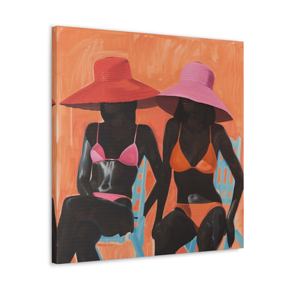 Poolside | Women Art | Black Woman Art | African American Art | Black Culture Art | Canvas Gallery Wraps