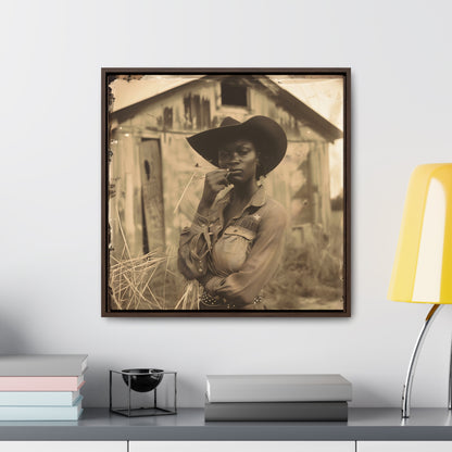 Black Cowgirl III, Gallery Canvas Wraps, Square Frame