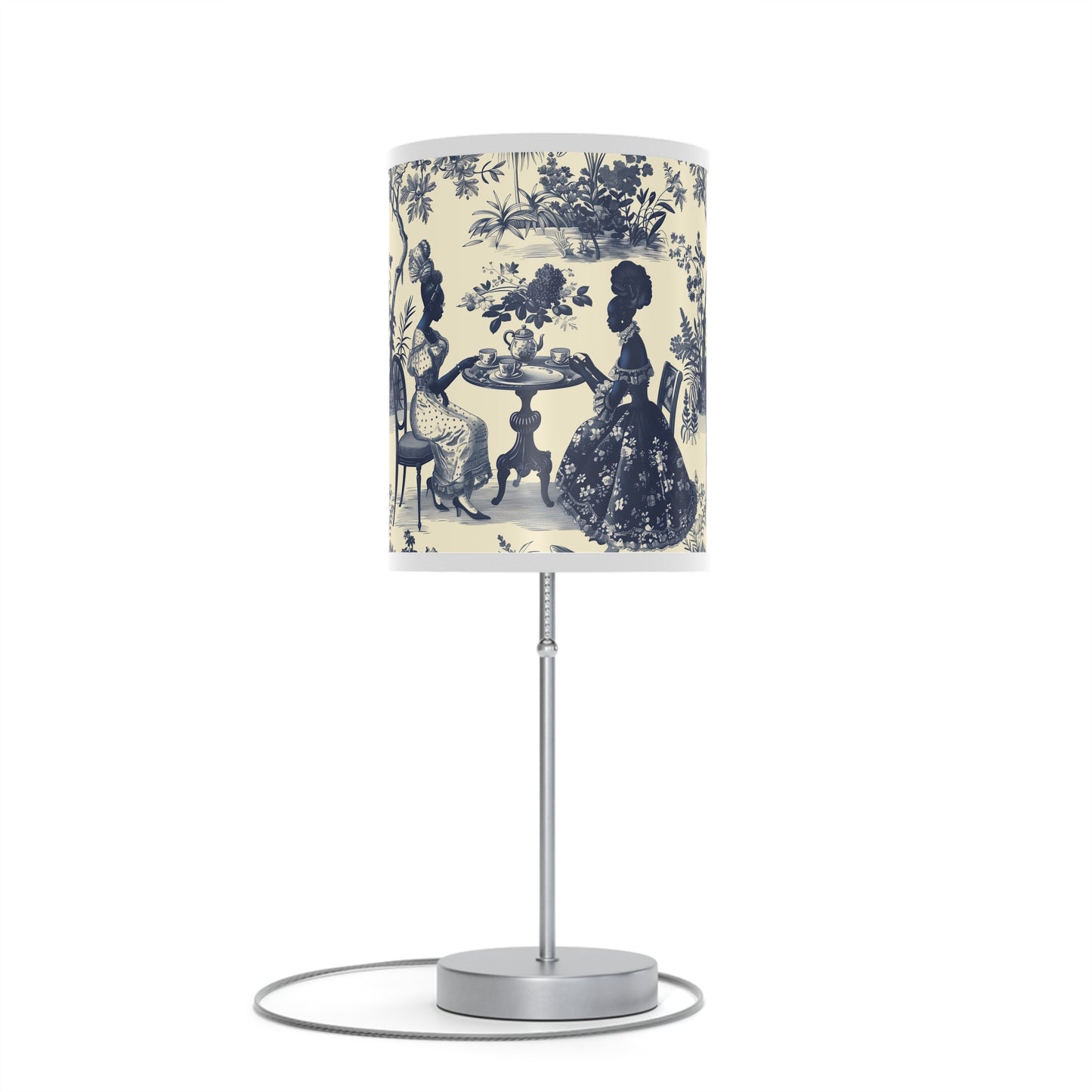 High Tea in the Garden Toile de Jouy Lamp on a Stand, US|CA plug