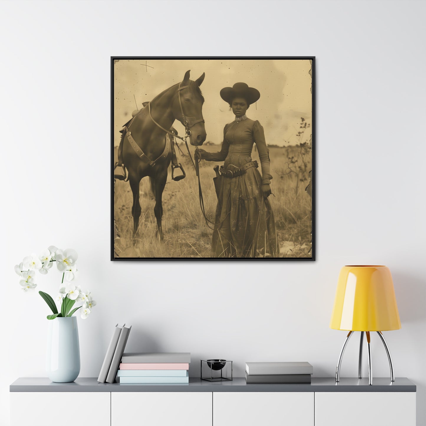 Black Cowgirl IV, Gallery Canvas Wraps, Square Frame