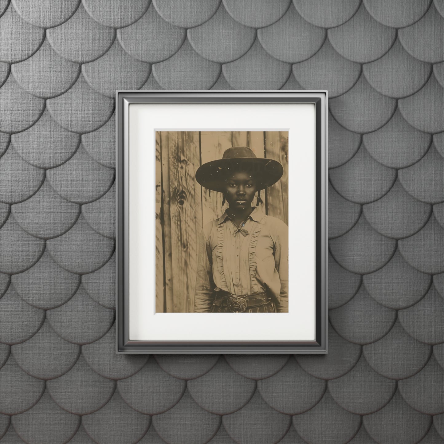 Black Cowgirl II, Fine Art Prints (Passepartout Paper Frame)