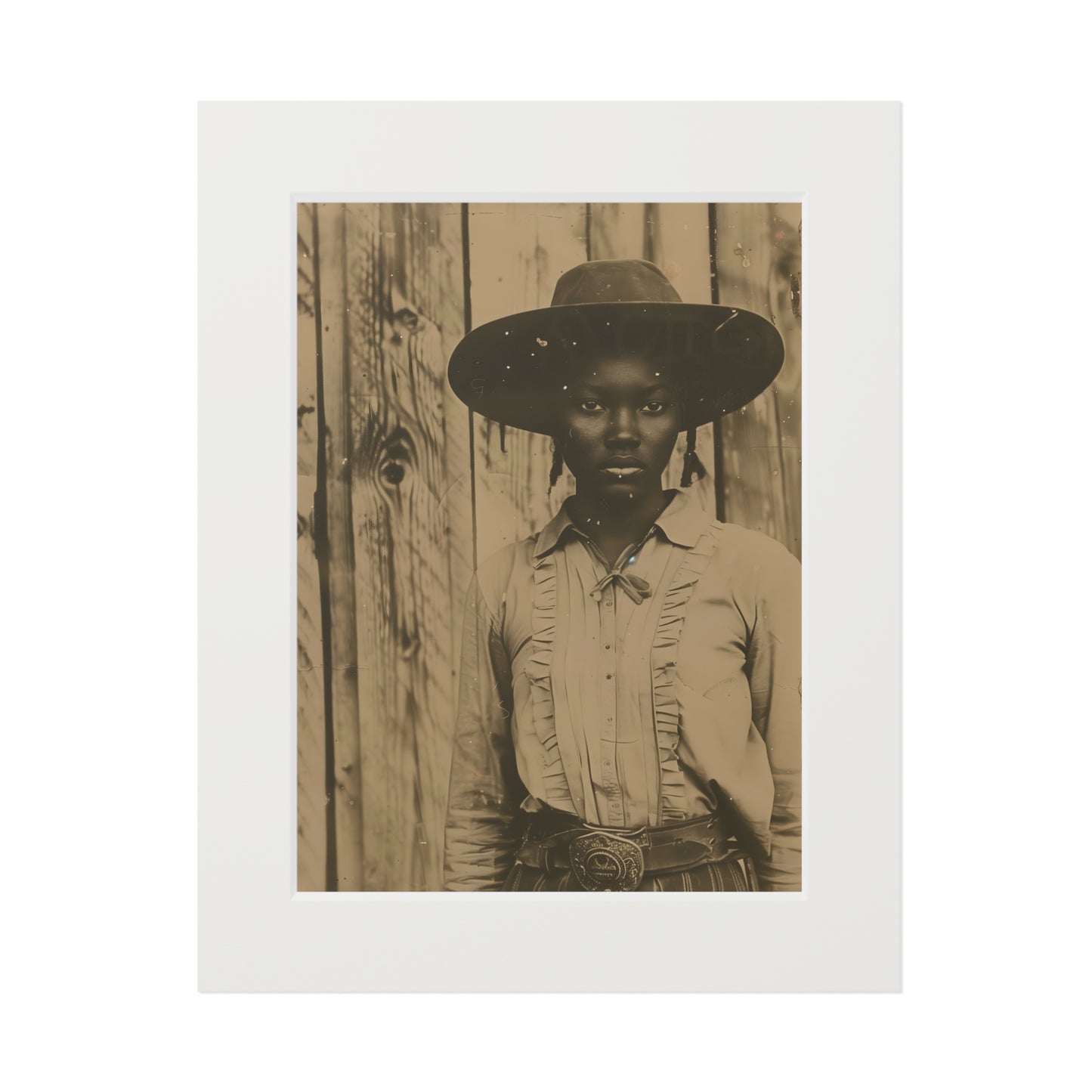Black Cowgirl II, Fine Art Prints (Passepartout Paper Frame)