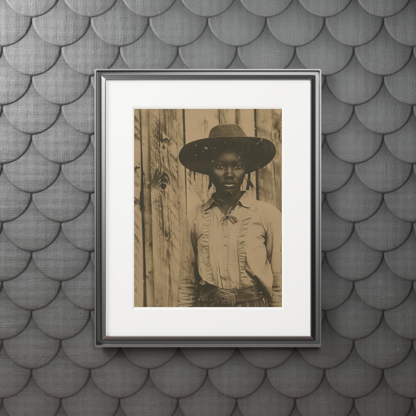 Black Cowgirl II, Fine Art Prints (Passepartout Paper Frame)