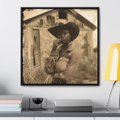 Black Cowgirl III, Gallery Canvas Wraps, Square Frame