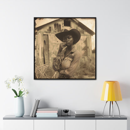 Black Cowgirl III, Gallery Canvas Wraps, Square Frame