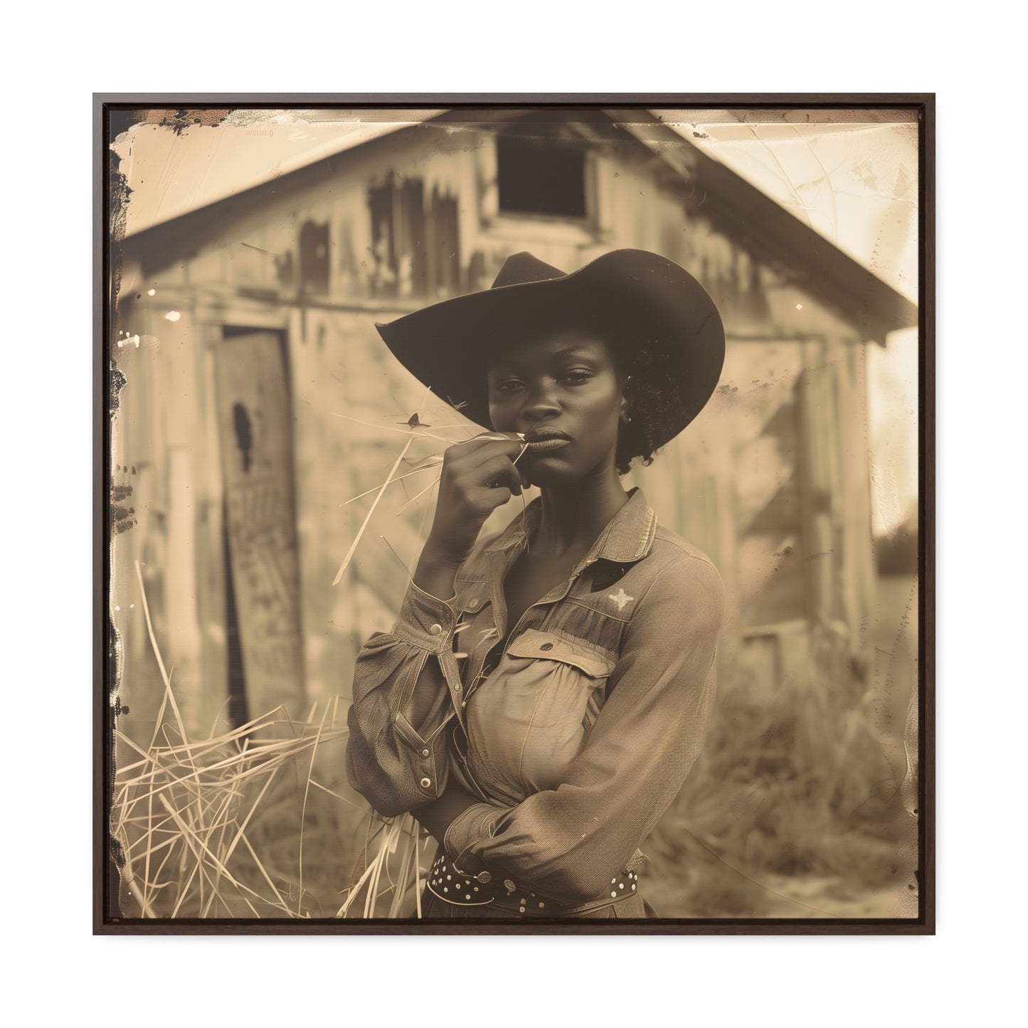 Black Cowgirl III, Gallery Canvas Wraps, Square Frame