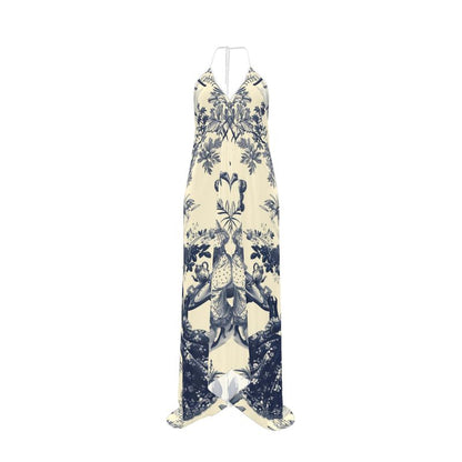 High Tea in the Garden Toile de Jouy Halter Backless Dress