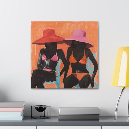 Poolside | Women Art | Black Woman Art | African American Art | Black Culture Art | Canvas Gallery Wraps