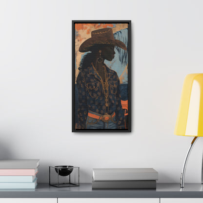 Cowgirl in Blue, Gallery Canvas Wraps, Vertical Frame