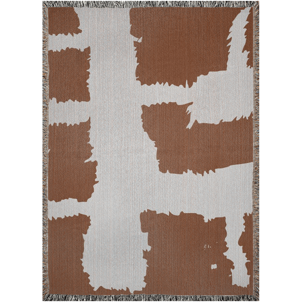 Burnt Sienna +I Ivory Woven Throw