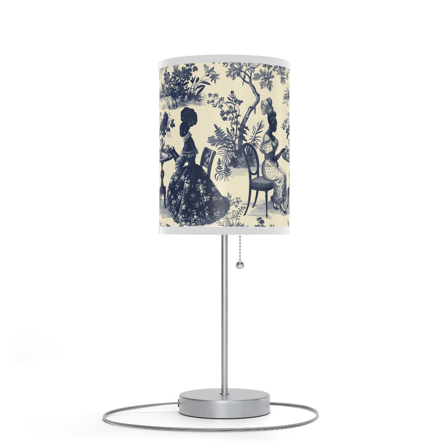 High Tea in the Garden Toile de Jouy Lamp on a Stand, US|CA plug