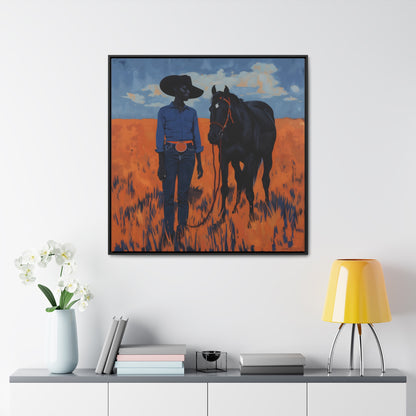 A Girl and Her Horse, Gallery Canvas Wraps, Square Frame