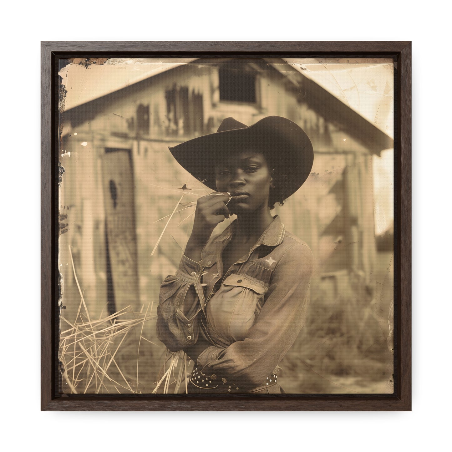 Black Cowgirl III, Gallery Canvas Wraps, Square Frame