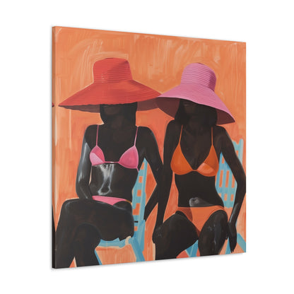 Poolside | Women Art | Black Woman Art | African American Art | Black Culture Art | Canvas Gallery Wraps