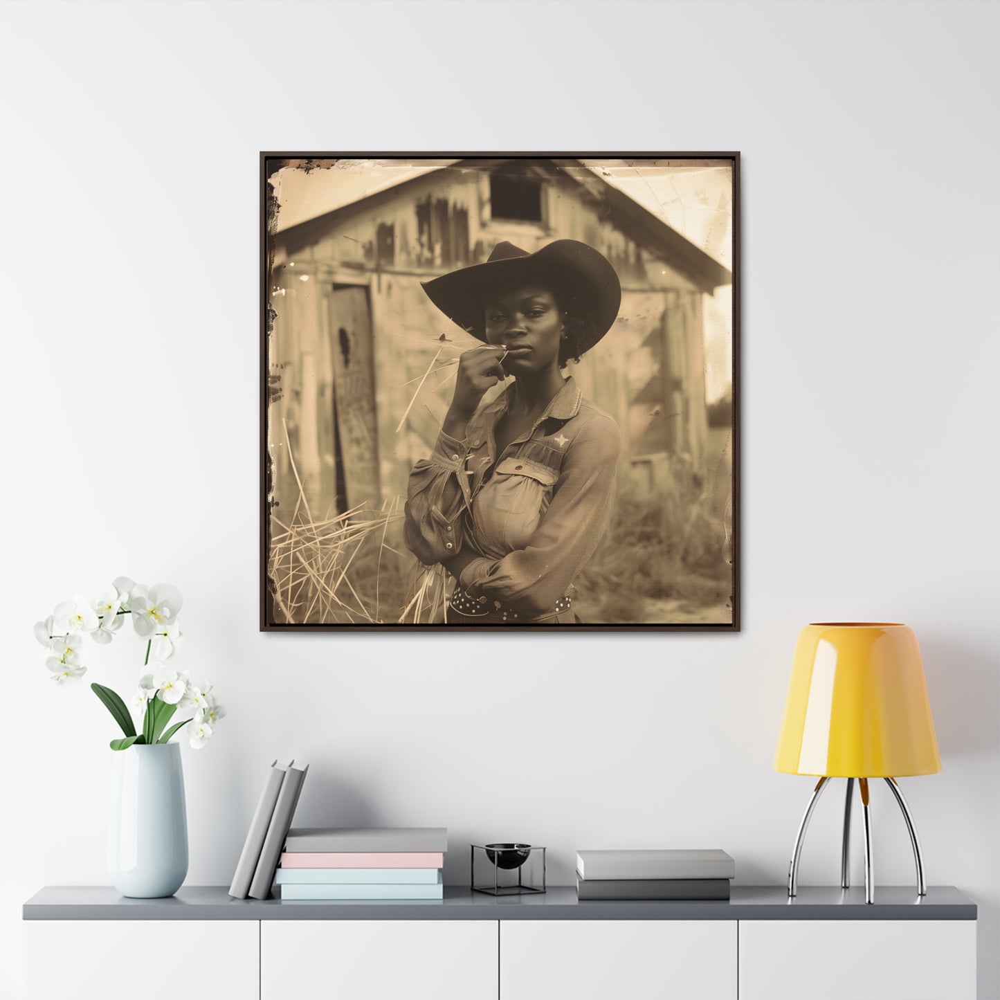 Black Cowgirl III, Gallery Canvas Wraps, Square Frame