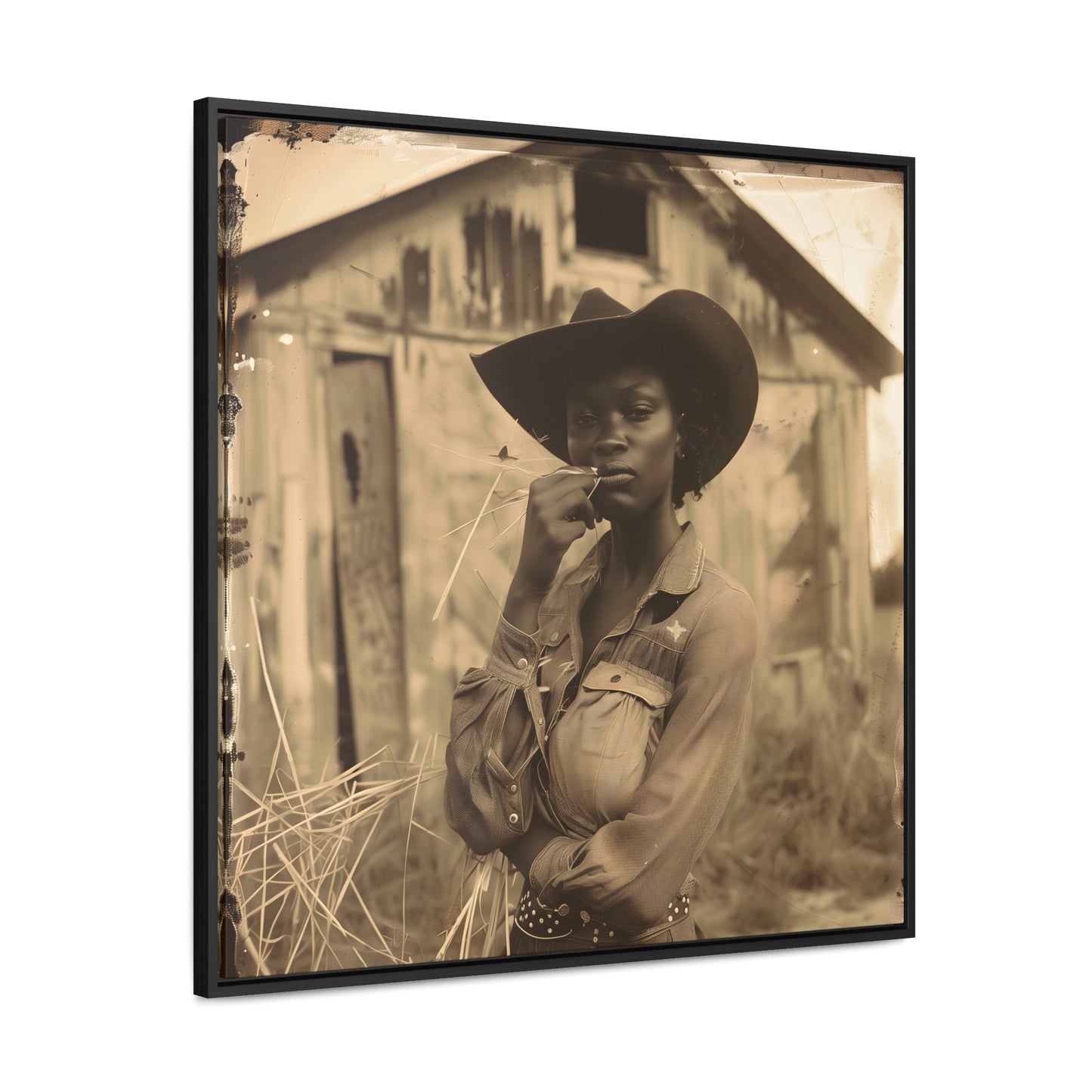 Black Cowgirl III, Gallery Canvas Wraps, Square Frame