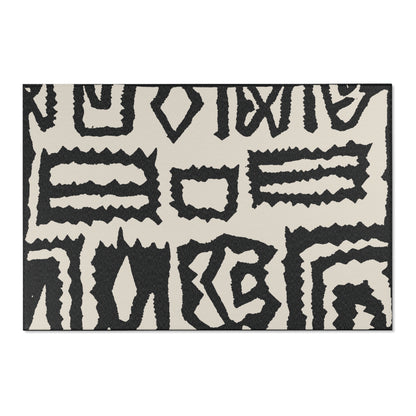 White + Black African Mudcloth Area Rug - Boho Chic Design for Living Room and Bedroom | Eco-Friendly Home Decor