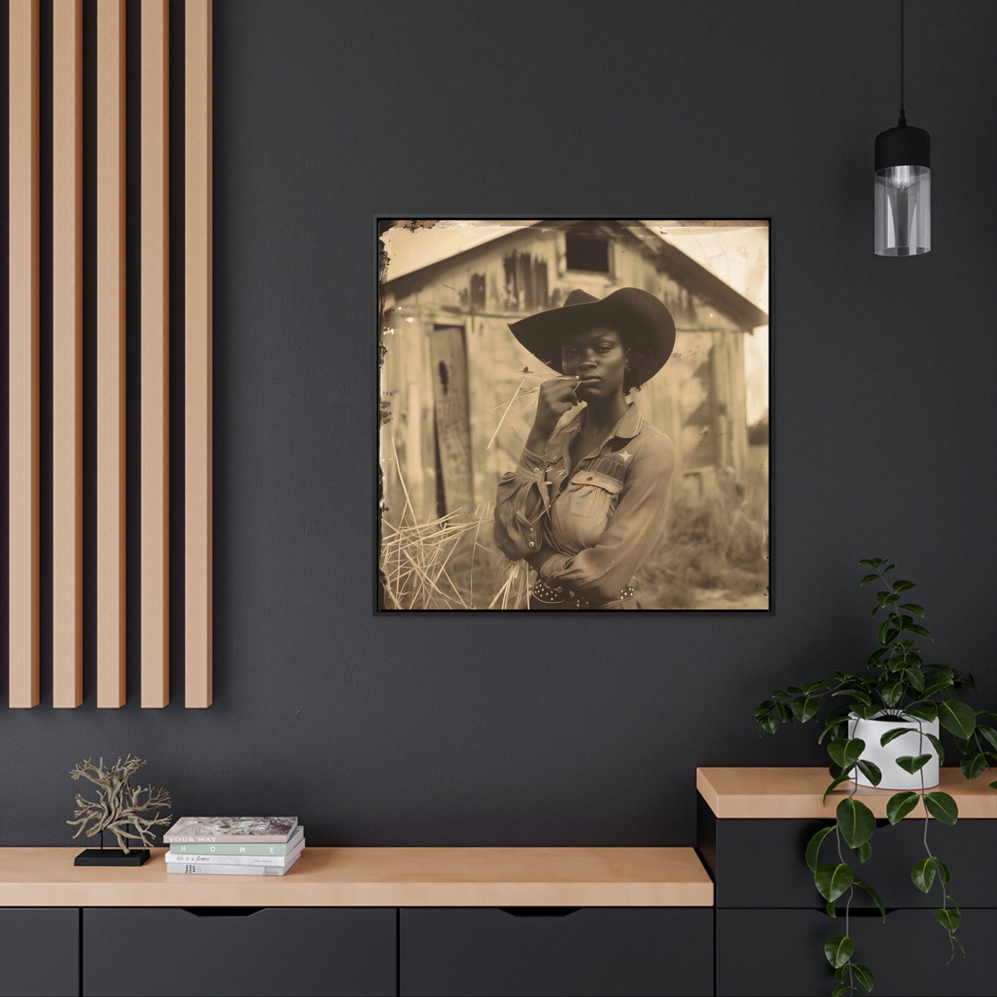 Black Cowgirl III, Gallery Canvas Wraps, Square Frame