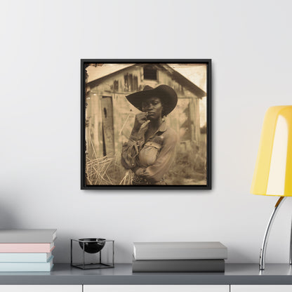 Black Cowgirl III, Gallery Canvas Wraps, Square Frame