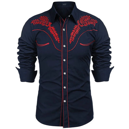 Western Cowboy Shirt Mens Stylish Printed Slim Long Sleeve Party Shirts for Men Casual Design Banquet Button Shirt Male camisas