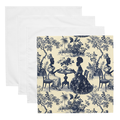 Toile de Jouy Napkin, Blue Floral Napkin, Cream Napkin