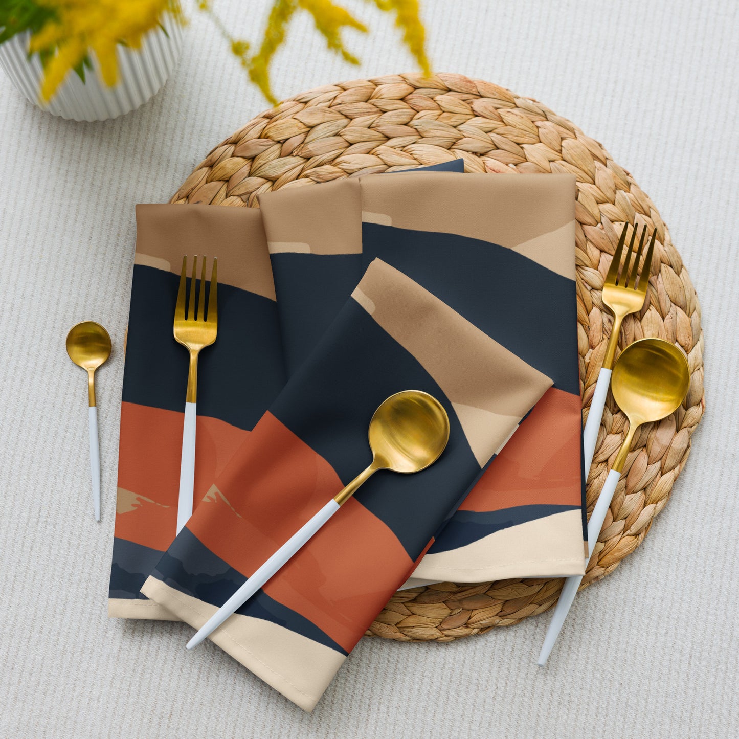 Abstract Mountain Landscape Cloth Napkin Set