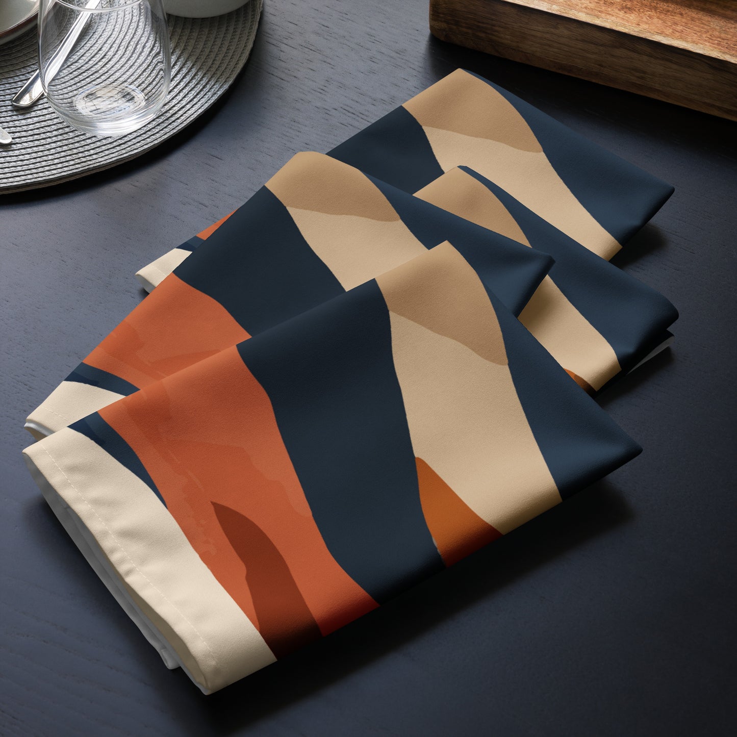 Abstract Mountain Landscape Cloth Napkin Set