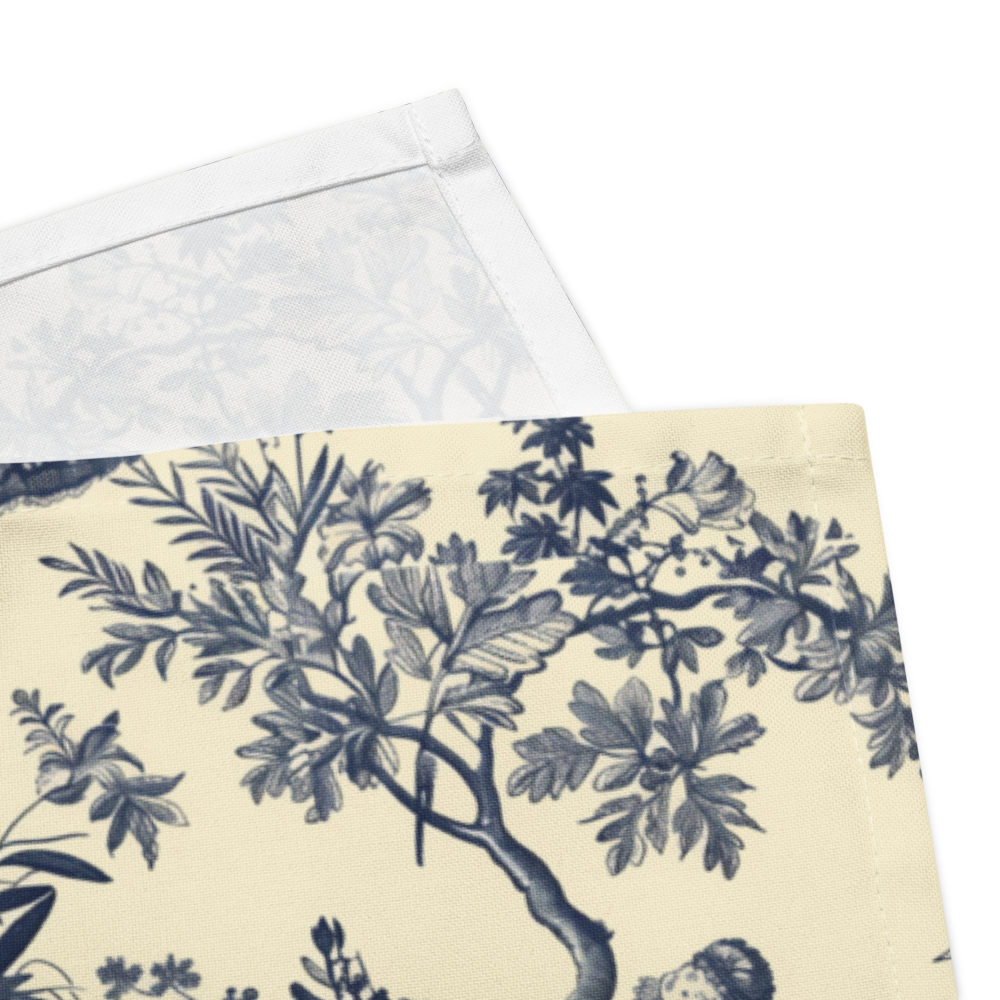 Toile de Jouy Napkin, Blue Floral Napkin, Cream Napkin