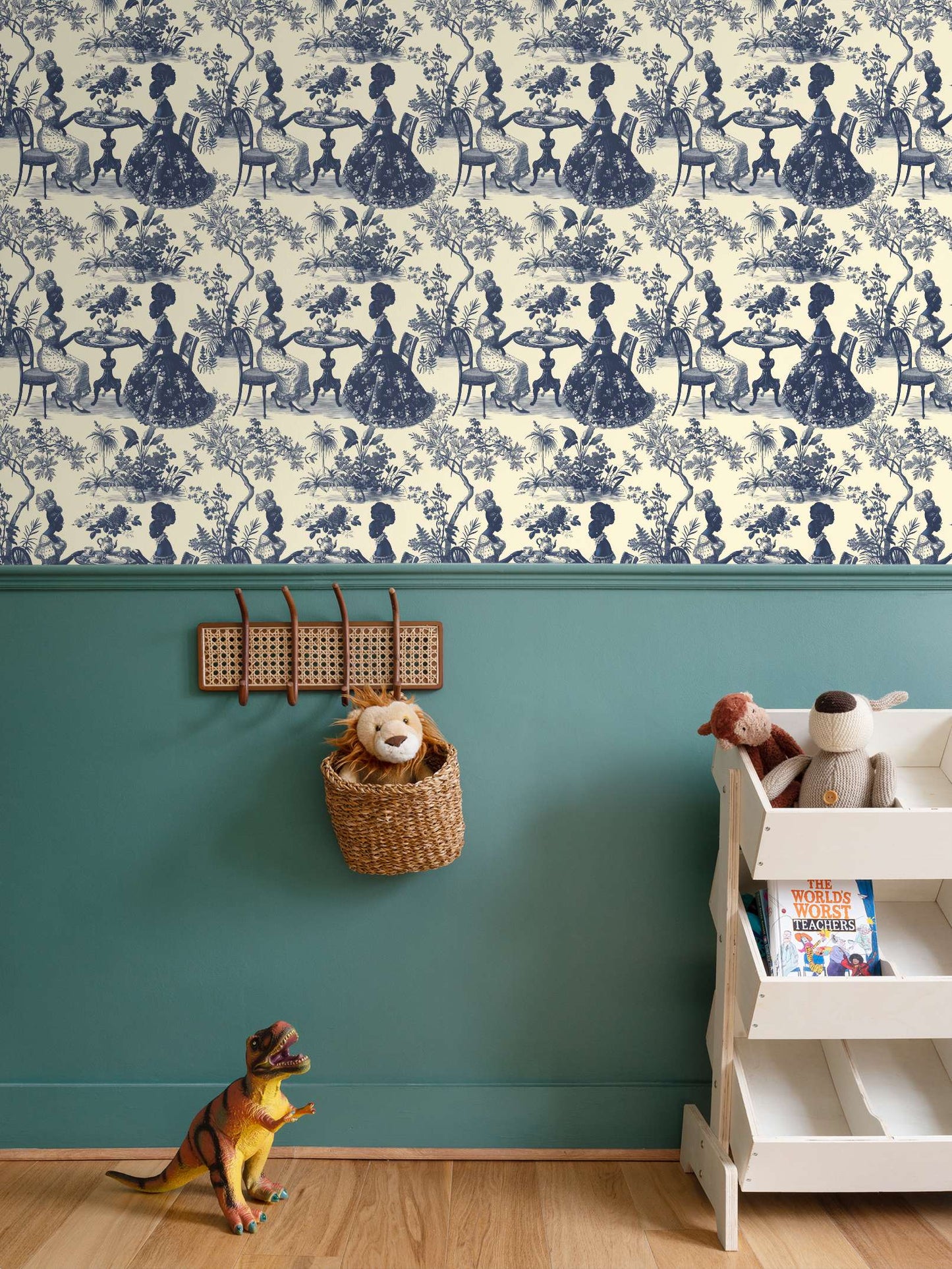 High Tea in the Garden Toile de Jouy Wallpaper