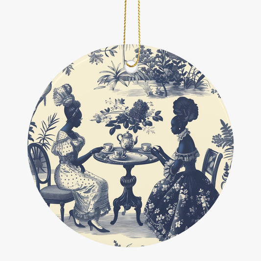 High Tea in the Garden Ceramic Round Ornaments