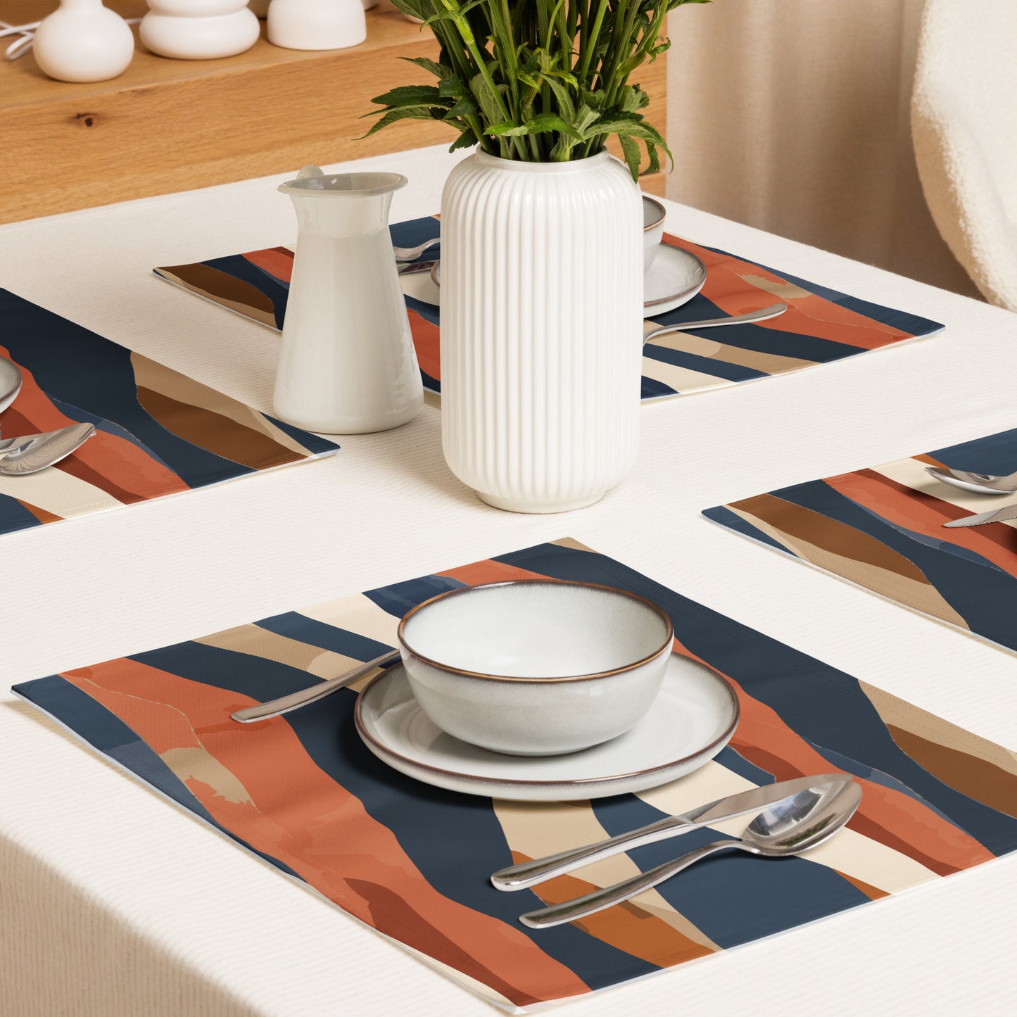 Abstract Mountain Landscape Table Placemat Set