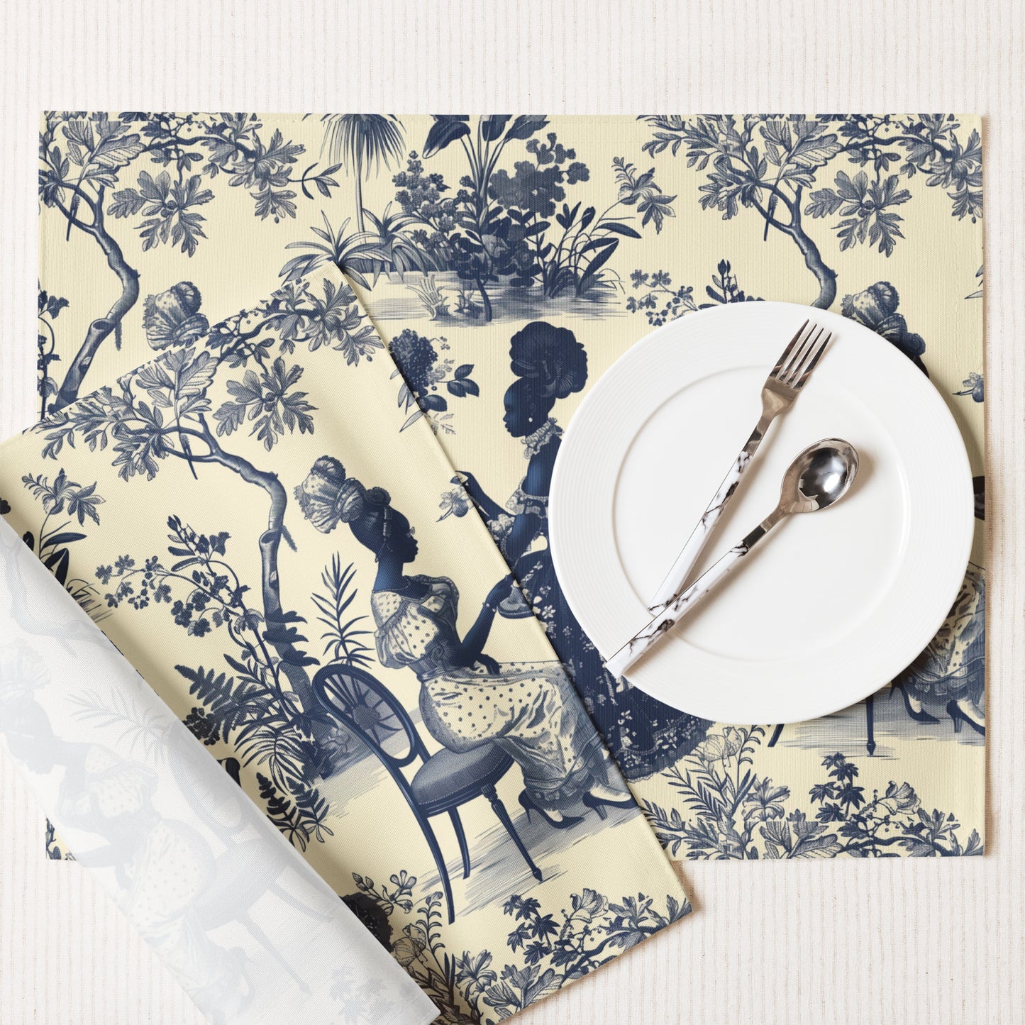 High Tea in the Garden Toile de Jouy Placemat Set