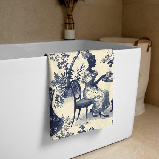High Tea in the Garden Toile de Jouy Luxury Bath Towel