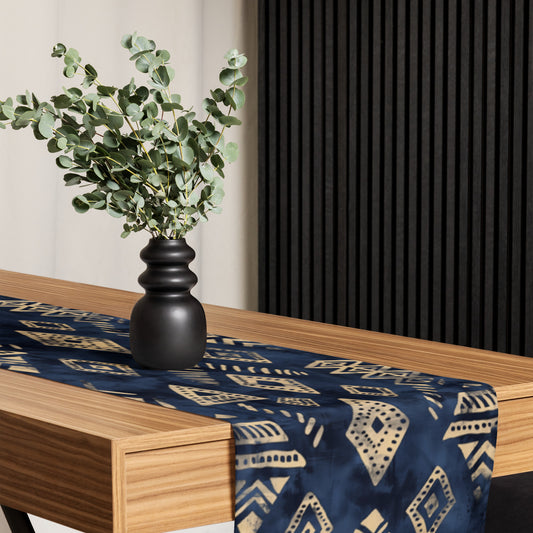 Navy Blue African Mudcloth Table Runner