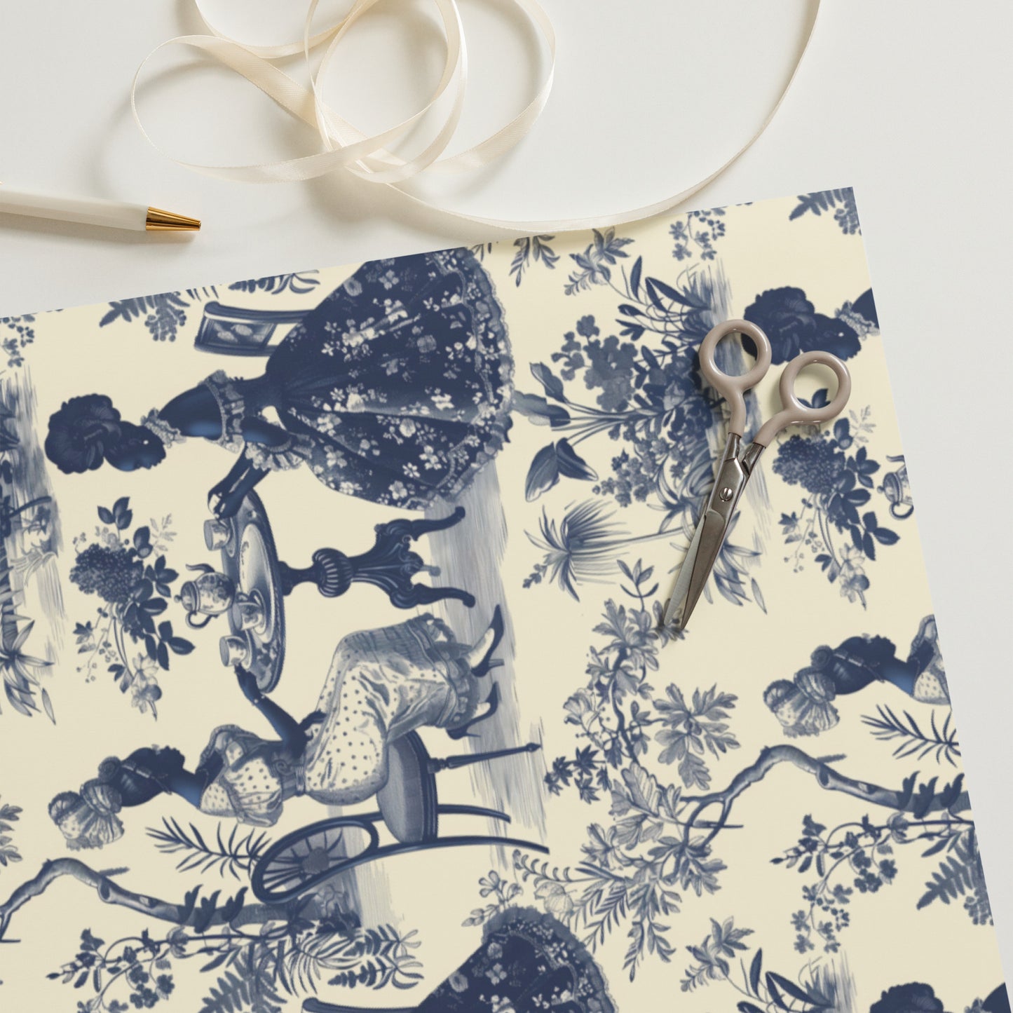 High Tea in the Garden Toile de Jouy Wrapping paper sheets