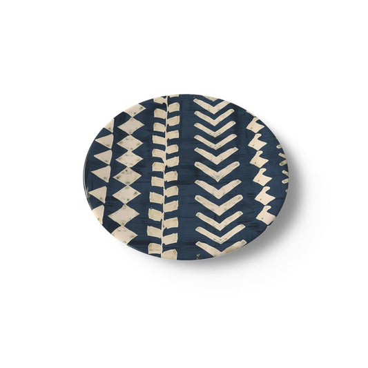 Navy Blue and Cream African Mudcloth Patterned Dinnerware